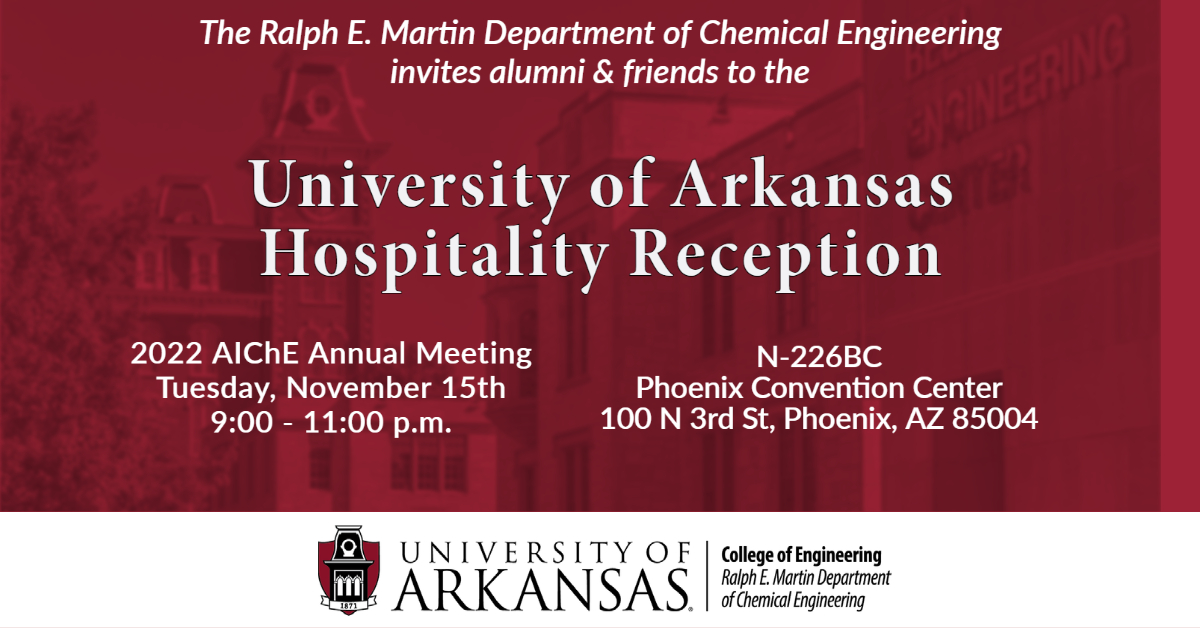 invitation to AIChE reception hosted by the Ralph E. Martin Department of Chemical Engineering