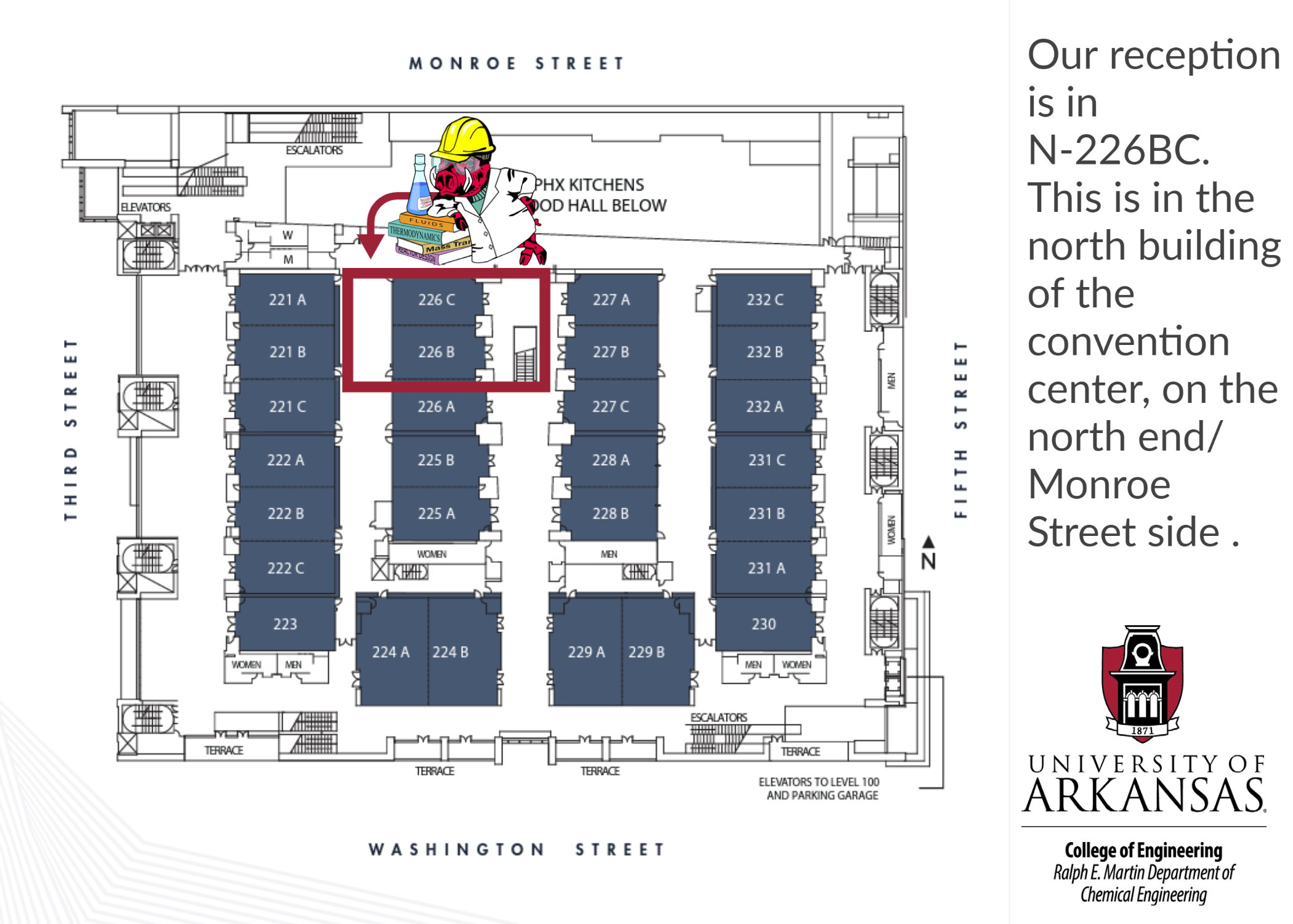 map of the Phoenix Convention Center for CHEG UARK reception